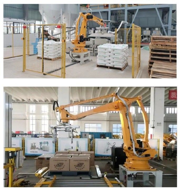 Robô de paletização industrial com agarrador de sacos para sacos de areia sacos de cimento sacos de farinha sacos de paletização