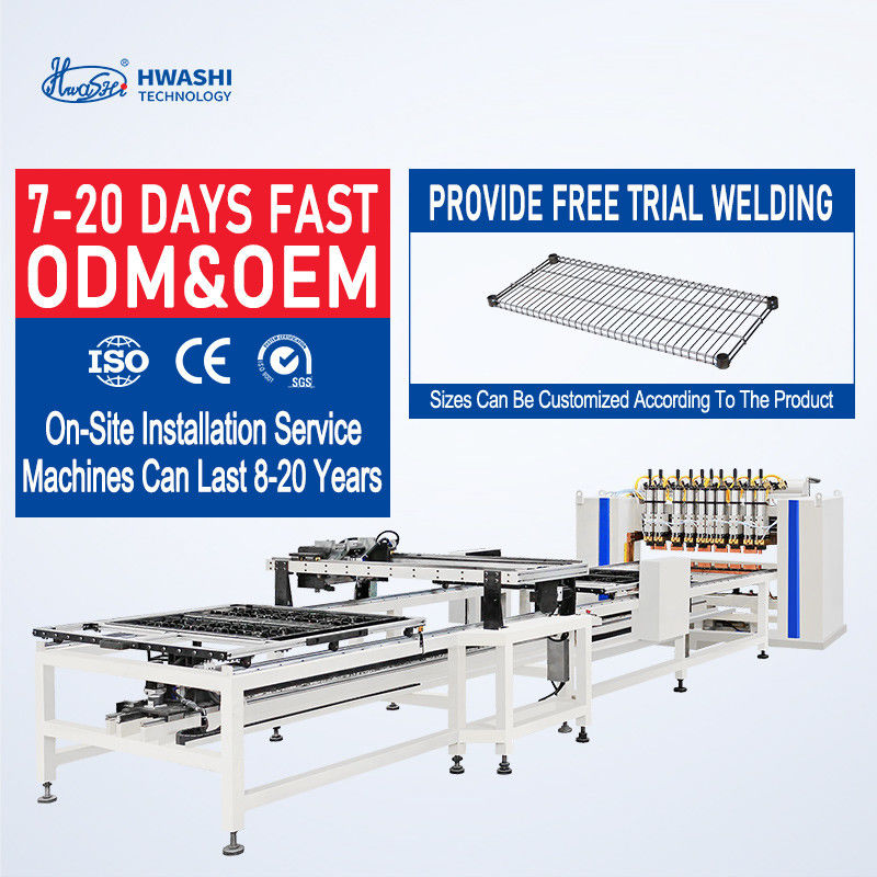 Máquina de solda por ponto Hwashi controlada por CNC para produção de racks de arames frigoríficos de alto volume