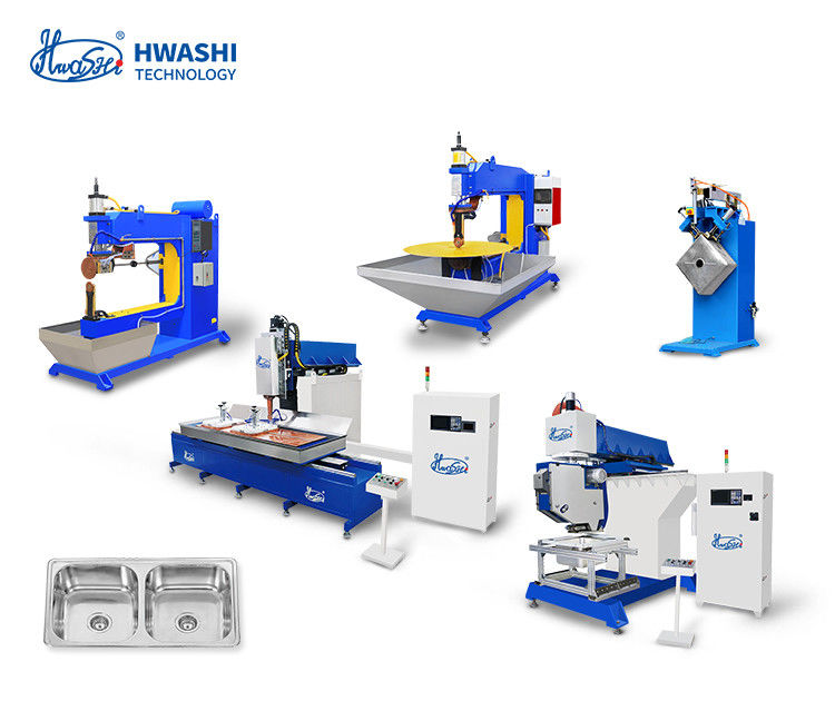 Hwashi Inox SS304 máquina de soldagem de costura de dupla pia de cozinha e máquina de polimento de pia CNC de aço inoxidável