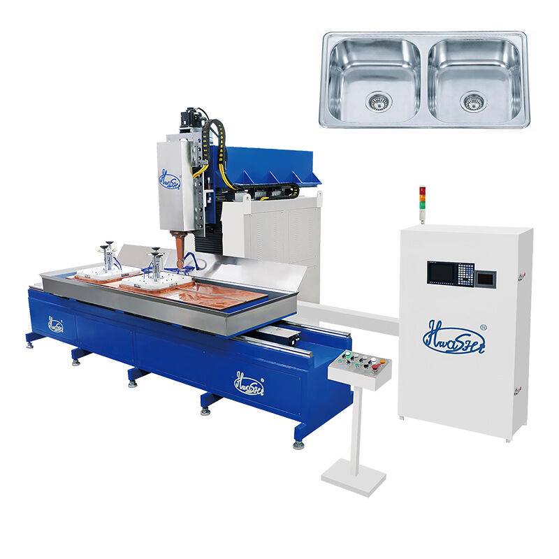 Hwashi Inox SS304 Máquina de solda de costura de sumidouro CNC com controle de 3 eixos com capacidade nominal de 160kVA e certificação CE/CCC/ISO